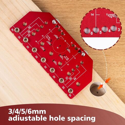 Shelf Pin Jig and Hinge Jig Two-in-One Self-Contained Clamping, 32mm Shelf Pin Jig Aluminum Alloy with 2 * 1/4'' Drill Bits, Shelf Pin Jig Drill Guide Suitable for Carpentry and DIY. in Saudi Arabia