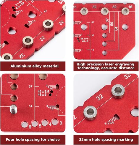 Shelf Pin Jig and Hinge Jig Two-in-One Self-Contained Clamping, 32mm Shelf Pin Jig Aluminum Alloy with 2 * 1/4'' Drill Bits, Shelf Pin Jig Drill Guide Suitable for Carpentry and DIY. in Saudi Arabia
