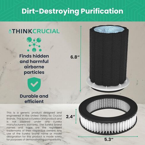 Think Crucial Replacement Vacuum Filter Kit: Fit with Eureka Hyperclean Cordless, Powerplush, Swan Power Turbo, Models NEC222, NEC122, SC15824N Part# Z0801, Z0901 (1 Pre-filter, 1 Post-Motor Filter) in Kuwait