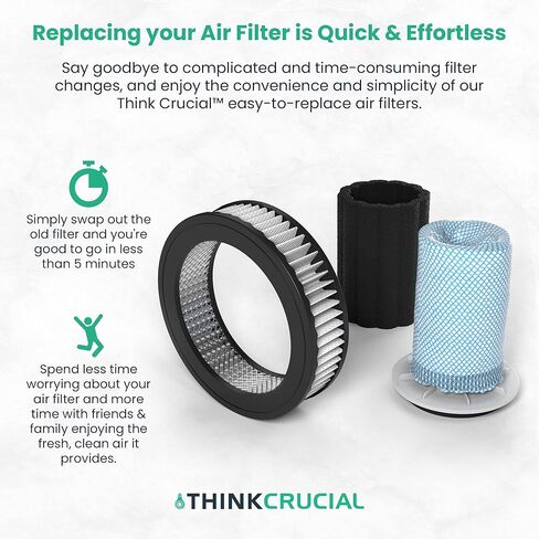 Think Crucial Replacement Vacuum Filter Kit: Fit with Eureka Hyperclean Cordless, Powerplush, Swan Power Turbo, Models NEC222, NEC122, SC15824N Part# Z0801, Z0901 (1 Pre-filter, 1 Post-Motor Filter) in Kuwait