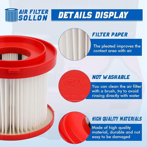 2 Pack 49-90-1900 HEPA Filter Replacement Compatible With Milwaukee Vacuum Cordless M18 2 Gallon Wet/Dry Vacuum, Model # 0880-20 0780-20 in Saudi Arabia