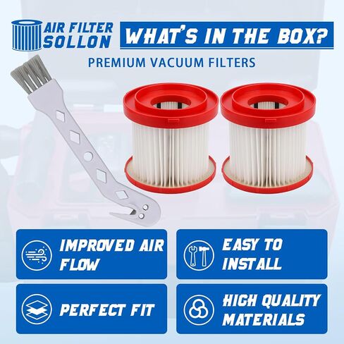 2 Pack 49-90-1900 HEPA Filter Replacement Compatible With Milwaukee Vacuum Cordless M18 2 Gallon Wet/Dry Vacuum, Model # 0880-20 0780-20 in Saudi Arabia