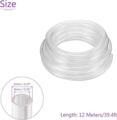 DMiotech 4mmx6mm Pneumatic Tubing, 12 Meters/39.4ft Air Compressor PU Line Hose Tube for Water Fluid Transfer, Transparent in Saudi Arabia
