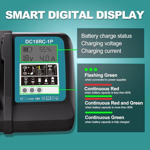 شاحن سريع DC18RC لشاحن بطارية ماكيتا 18 فولت متوافق مع بطارية ماكيتا 14.4 فولت-18 فولت LXT شاحن بطارية ليثيوم أيون in Kuwait
