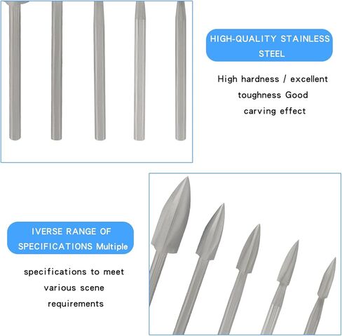 مجموعة لقم حفر نحت الخشب - 5 قطع من أدوات نحت الطاقة، وإكسسوارات النقش للحرف الخشبية والأعمال الخشبية - مثالية للنحت والحفر والنحت الصغير in Kuwait