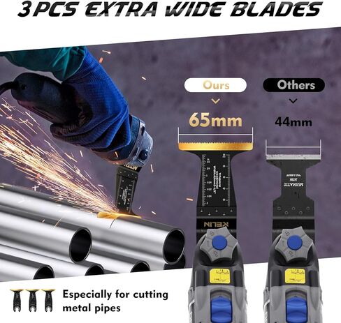 KELIN 3pcs Extra Wide Titanium Oscillating Tool Blades, 65mm Width Universal Multitool Blades for Metal Wood Cutting, Oscillating Saw Blade Fit Dewalt Bosch Milwaukee Ryobi in Saudi Arabia