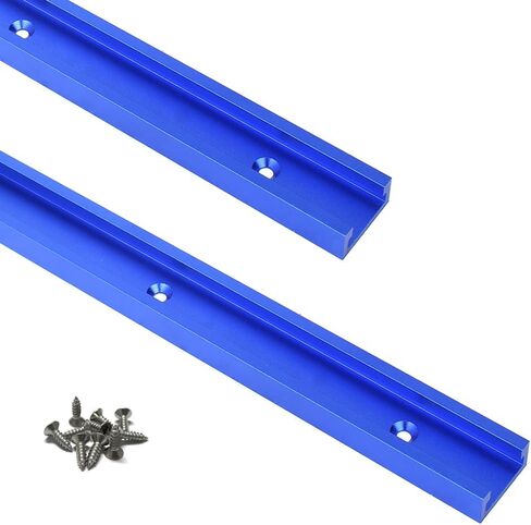 2pc Aluminum 400mm Double-Cut Profile Universal 3/4 Slot T-Track with Predrilled Mounting Holes and Wood Screws,30 Type T Track for Woodworking Jigs and Fixtures,Drill Press Table,(15.75in)-SV in Saudi Arabia
