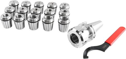 مجموعة Accusize Industrial Tools Cat40 Shank و15 قطعة Er40 Collet مع مفتاح ربط في صندوق قوي مُجهز، من 1/8 إلى 1 بوصة، Ct40-Er40 in Saudi Arabia