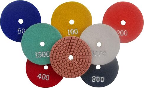 4 Inch Wet Diamond Polish Sanding Pads for Concrete Marble Travertine Terrazzo Engineer Stone Counter top 7 Pcs Set in Saudi Arabia