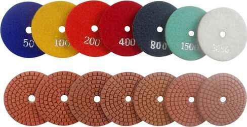 4 Inch Wet Diamond Polish Sanding Pads for Concrete Marble Travertine Terrazzo Engineer Stone Counter top 7 Pcs Set in Saudi Arabia