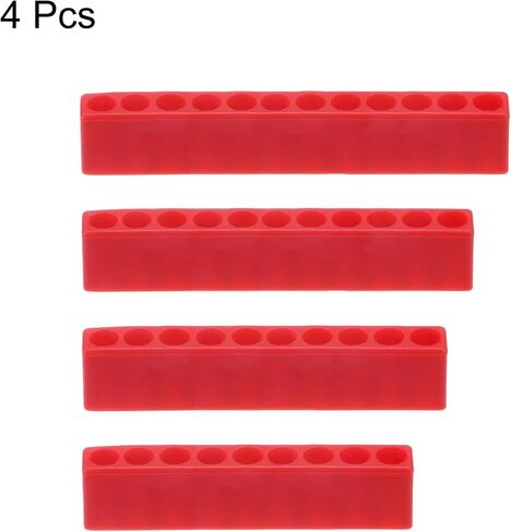 4pcs Plastic Hex Shank Screwdriver Bit Holder Organizer 9-12 Holes 1/4 Inch Plastic Drill Bits Storage Case for Any 1/4" Hex Shank Metal Driver Bits Use, Red in Saudi Arabia