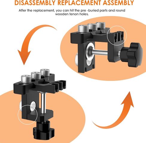 High-end woodworking 3-in-1 dowel clamp set - additional embedded part hole punch, 8/10/15mm drill bit, precision processing, woodworking DIY (3-in-1 Pin Clamp Kit+Locator) in Saudi Arabia