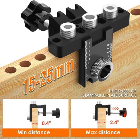 High-end woodworking 3-in-1 dowel clamp set - additional embedded part hole punch, 8/10/15mm drill bit, precision processing, woodworking DIY (3-in-1 Pin Clamp Kit+Locator) in Saudi Arabia