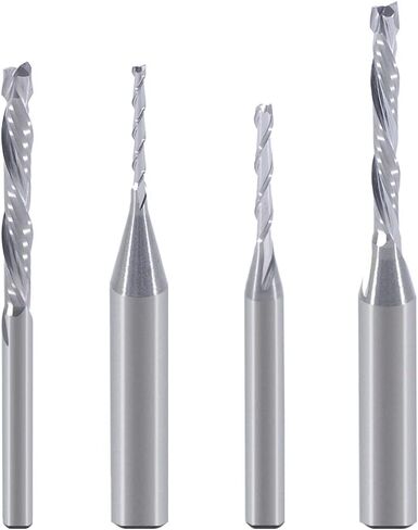 ساق 1/4 بوصة وساق 1/8 بوصة، مجموعة لقم توجيه CNC مكونة من 4 قطع لملف تفاصيل الخشب من الكربيد الصلب، 2 مزمار لقم لولبية مقطوعة ولقم ضغط للأعلى والأسفل in Kuwait