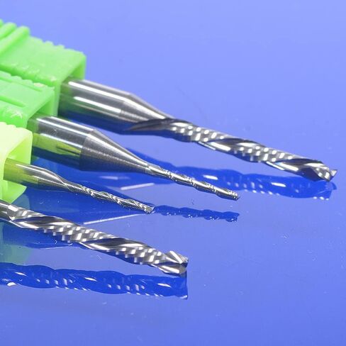 ساق 1/4 بوصة وساق 1/8 بوصة، مجموعة لقم توجيه CNC مكونة من 4 قطع لملف تفاصيل الخشب من الكربيد الصلب، 2 مزمار لقم لولبية مقطوعة ولقم ضغط للأعلى والأسفل in Kuwait