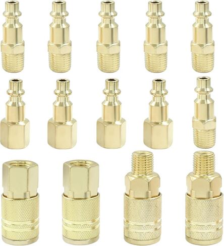 14 Pcs 1/4-Inch Air Hose Quick Connect Adapter Kit - Air Coupler and Plug Kit - Air Compressor Fittings - Industrial Type D in Saudi Arabia