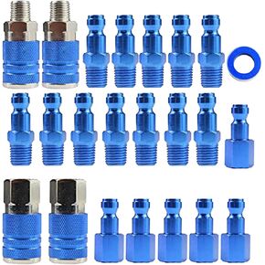1/4" NPT Air Coupler and Plug Kit, Air Hose Fittings Quick Connect Air Fittings Industrial Solid Aluminum Quick Connect, Connector Air Compressor Accessories Fittings Kit Pneumatic Air Tool 23pcs