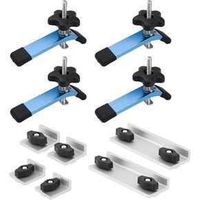 مجموعة POWERTEC 71910 T-Track Stops and Clamps للأعمال الخشبية، بما في ذلك. 2 توقف طويل، 2 توقف قصير، 2 توقف داخلي و4 مشابك تثبيت 5-1/2 بوصة طول × 1-1/8 بوصة عرض