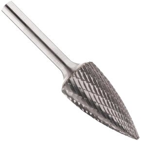 PFERD Tree Carbide Bur, Uncoated (Bright) Finish, Double Cut, Point End, 1/4" Shank, 3/8" Head Diameter, 3/4" Head Length (SG-3)