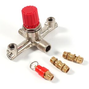 Air Compressor Pressure Switch, Double Outlet Tube Alloy Compressor Switch Control Regulator Valve Fit Part