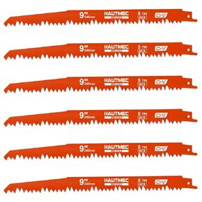 HAUTMEC 9 Inch Reciprocating Saw Blades,Sawzall Blades,Pruner Saw Blades 6 Piece Set for Wood and Trimming Cutting HT0167-CT