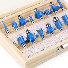 Router Bits Set of 15 Pieces 1/4 Inch Woodwork Tools for Beginners，Chamfer Router Bits for Woodworking on Wood Chamfer Router Bits for Woodworking on Wood (1/4 inch Shank, 15 Pieces)