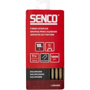 SENCO L15BABR 1-1/4" 18 Gauge 1/4" Crown Finish Staples, Galvanized Finish 1,000 Count Pack