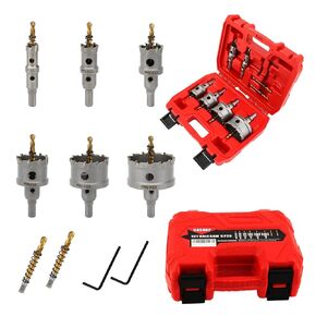 5PCS Hole Saw Kit, TCT Hole Saw Set for Hard Metal Plastic and Wood, Within 7/8" to 1-3/8" Cutting Diameter