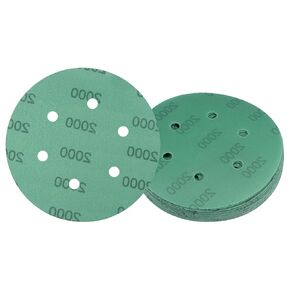 25pcs Green Film Sanding Discs - [6 Inch 100 Grits 6 Hole ] Round Aluminum Oxide Hook & Loop Wet Dry Sander Pads for Wood Metal Polishing Use| Zirconium Corundum Sandpaper