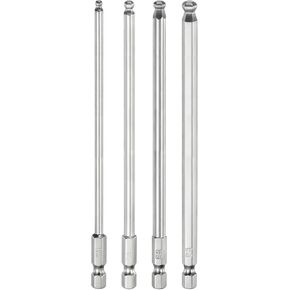 HARFINGTON 4pcs Ball End Hex Screwdriver Bit Set 3mm-6mm ((H3-H6)) Size 1/4" Hex Shank 150mm (6") Long Magnetic Ball Head Bits S2 Steel Metric Screw Driver Bit