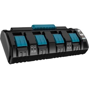 DC18SF 4-Ports Charger for Makita 14.4V-18V Li-ion Battery, Rapid Charger for DC18SF DC18RC DC18RD DC18RA, Compatible with BL1815 BL1820 BL1830 BL1840 BL1850 BL1860 BL1430 BL1440 BL1450