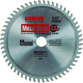 Mk Morse - 101721 MK Morse CSM6505620CLAC Metal Devil Circular Saw Blade, Aluminum Application, 6-1/2-Inch Diameter, 56 TPI, 20mm Arbor