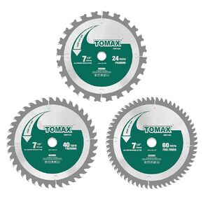 TOMAX 3-Pack Combo 7-1/4 Inch Circular Saw Blades with 5/8-Inch DMK, TCT ATB 24T Framing, 40T Crosscutting, 60T Finish Saw Blade for Various Wood Cutting