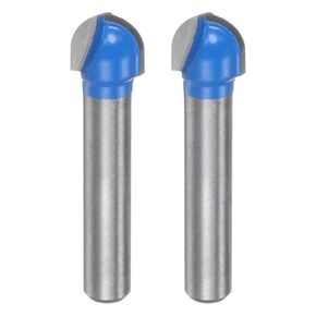 2pcs Router Bit Core Box 1/4 Shank 3/8 Inch Cutting Dia. Round Nose Router Bit 2 Flutes Carbide Cove Box Cutter for Carpentry Woodworking Milling Cutter Tool