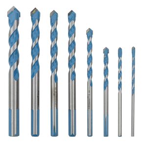 8pcs Masonry Drill Bits Set, Triangular Shank Carbide Tip Drilling Bit for Tile, Concrete, Brick, Glass, Plastic and Wood (3,4,5,6, 7,8,10,12mm)