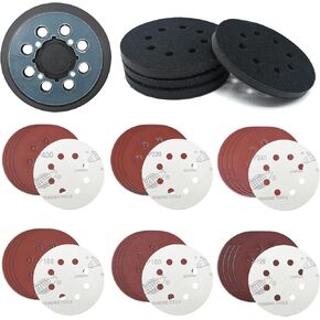 5 Inch Random Orbital Sander Replacement Pad, Replacement for DeWalt DWE6423/6423K DWE6421/6421K DCW210B with 8 Hole Hook Loop Foam & Sanding Backing Pads Sanding Discs
