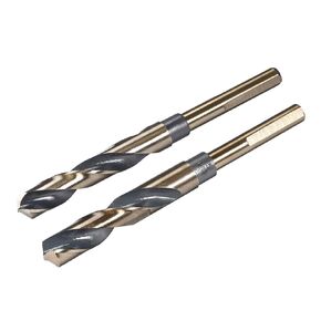 uxcell Reduced Shank Drill Bit Set, 14mm 15mm Titanium Nitride Coated High Speed Steel 4341 Tri-flat Shank Drilling Tool for Stainless Steel Alloy Copper, 2pcs