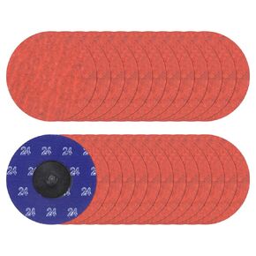 25pcs Quick Change Sanding Discs 3" 36 Grit R-Type Roll Lock Ceramic Grains Conditioning Disc Sandpaper for Die Grinder Grinding Fast Cutting, Bright Red