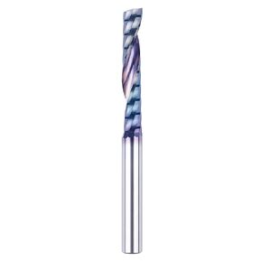 SpeTool Single Flute End Mill 1/4" Shank with Extreme Tool Life Coated , Extra Long 3 Inch Solid Carbide CNC Router Bits Spiral Upcut O Flute Milling Bit for Aluminum Plastic Acrylic PVC