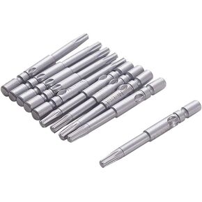Utoolmart 40mm Long 4mm Dia Round Shank T4 Magnetic Torx Security Screwdriver Bits S2 High Alloy Steel 10Pcs