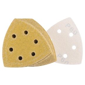 uxcell Triangle Sandpaper Pads 60 Grits Wet Dry Sander paper Hook and Loop Backed 3-1/2 Inch Golden 24 Pcs
