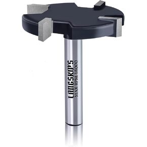LANGSKIP'S CNC Spoilboard Surfing Router Bit 1/4 بوصة عرقوب، كبير جدًا 1-1 / 2 بوصة قطر القطع، لوح تسطيح جهاز التوجيه بت التخطيط لقمة تخطيط الخشب لقمة دادو المسوي YG6X كربيد - 4 أجنحة in Kuwait