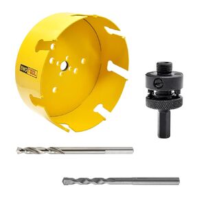 MaxTool 4PCs 4-3/4" TCT Hole Saw 121mm Carbide Tip Holesaw Arbored Pilot Bit Cut asphalt brick concrete gypsum plastic tile wood MDF; CT00Y57R448EA