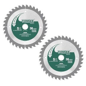 TOMAX Pack 5-1/2 Inch 36 Tooth ATB Finishing and Trimming Saw Blade, Cordless Trim Saw Blade with 5/8-Inch Arbor (1/2-Inch and 10-mm Reducer Bushings Include)