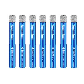 7 PCS 5/16" Dry Diamond Core Drill Bits Set Drill Tile Hole Saws Vacuum Brazed with Round Shank U type slot design for Ceramic Porcelain Tiles Marble Granite Quartz Glass Hard Materials