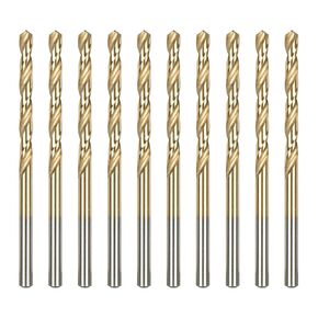 7/32" Titanium Drill Bits (10Pcs), 4341 HSS 118°Metal Drill Bits for Wood, Metal, Steel, Plastic, Aluminum Alloy