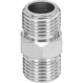 PATIKIL 1/8 to 1/4 Air Brush Hose Adapter, 1PCS 1/8" BSP Male to 1/4" BSP Male Fitting Conversion Adapter Nipple Metal Connector for Air Compressors