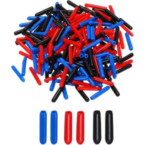 uxcell 180pcs Rubber End Caps 3.5mm(1/8") ID Vinyl PVC Round Tube Bolt Cap Cover Screw Thread Protectors, Black Red Blue