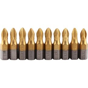 10 Pcs Coated 1/4"Hex Shank 25mm Length PH2 Antislip Magnetic Screwdriver Bits Set