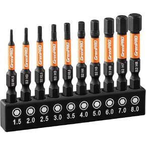Allen Wrench Drill Bit Set Hex Head Impact Driver Bit Set 20pc (Metric&SAE), 1/4" Hex-Shank Magnetic Hex Key Bit Set 2" Long Bit Socket Set, Allen Key Screwdriver Driver Bits Sets